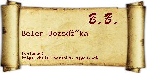 Beier Bozsóka névjegykártya